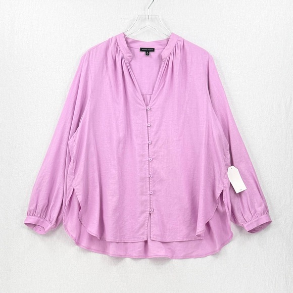 UNIVERSAL STANDARD Aix Linen Button Up Button Up Women Medium Pink Long Sleeve - Picture 5 of 16